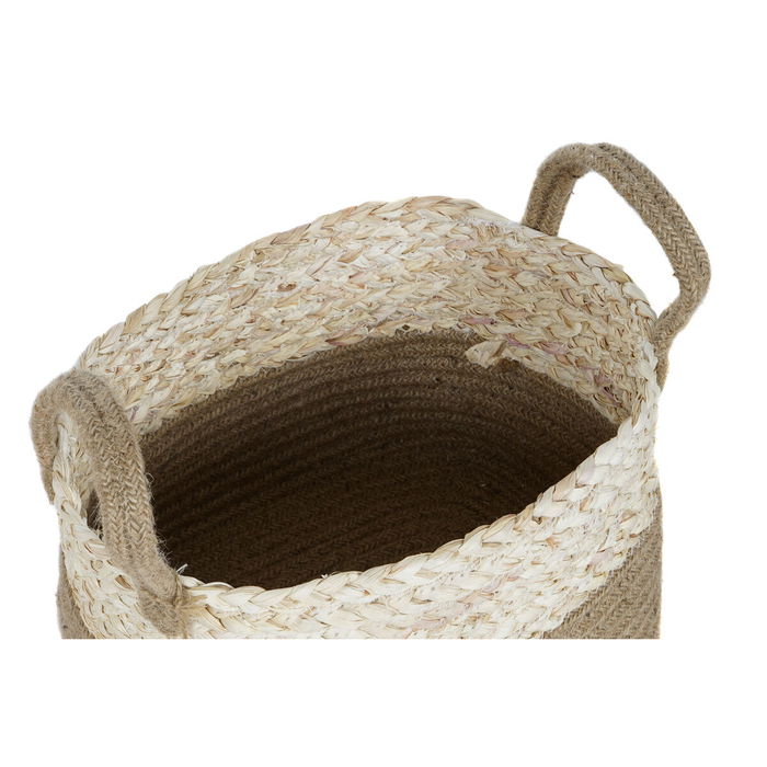 Set de basket Home ESPRIT Naturel Marron Clair Jute Fibre de maïs Moderne 41 x 30 x 33 cm 3 Pièces