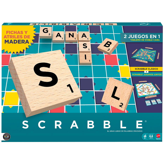 Mattel Scrabble Core Wood en espagnol avec lettres et chevalets en bois de qualité supérieure Mattel Scrabble Core Wood en espagnol avec lettres et chevalets en bois de qualité supérieure