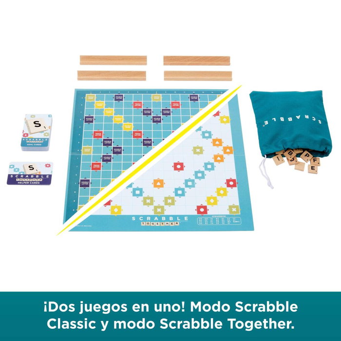 Mattel Scrabble Core Wood en espagnol avec lettres et chevalets en bois de qualité supérieure Mattel Scrabble Core Wood en espagnol avec lettres et chevalets en bois de qualité supérieure