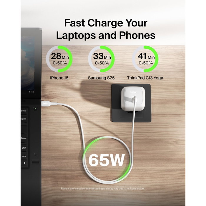 Belkin Boost Charge 65 W USB-C PD et PPS WCA011kqWH Blanc Belkin Boost Charge 65 W USB-C PD et PPS WCA011kqWH Blanc