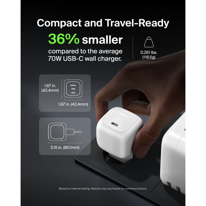 Belkin Boost Charge 65 W USB-C PD et PPS WCA011kqWH Blanc Belkin Boost Charge 65 W USB-C PD et PPS WCA011kqWH Blanc