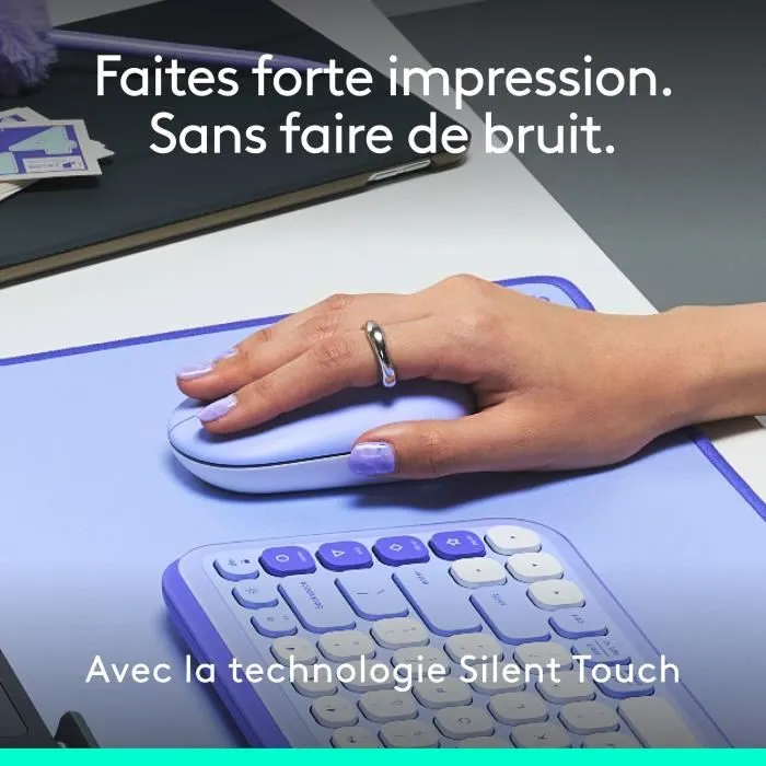 Logitech Pop Mouse - Souris sans fil Lilas, connexion jusqu'à 3 appareils via Bluetooth, technologie FLOW et bouton Easy-Switch, pour Windows, Mac, Chrome OS, Android Logitech Pop Mouse - Souris sans fil Lilas, connexion jusqu'à 3 appareils via Bluetooth, technologie FLOW et bouton Easy-Switch, pour Windows, Mac, Chrome OS, Android
