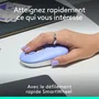 Logitech Pop Mouse - Souris sans fil Lilas, connexion jusqu'à 3 appareils via Bluetooth, technologie FLOW et bouton Easy-Switch, pour Windows, Mac, Chrome OS, Android