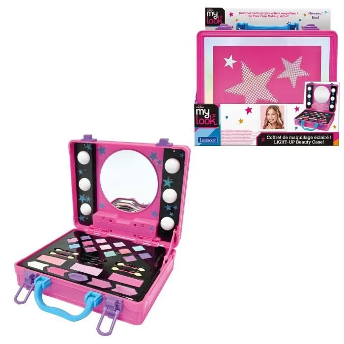 Crazart Lexibook - Studio de beauté Lumineux avec mallette de maquillage pour enfant, 20+ couleurs, ombres, blush, rouges à lèvres, pinceaux, miroir avec éclairage Crazart Lexibook - Studio de beauté Lumineux avec mallette de maquillage pour enfant, 20+ couleurs, ombres, blush, rouges à lèvres, pinceaux, miroir avec éclairage