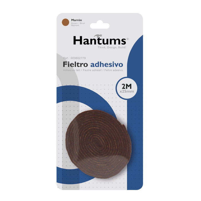 Hantums Rouleau de feutre adhésif meubles 25mm x 2M - Marron