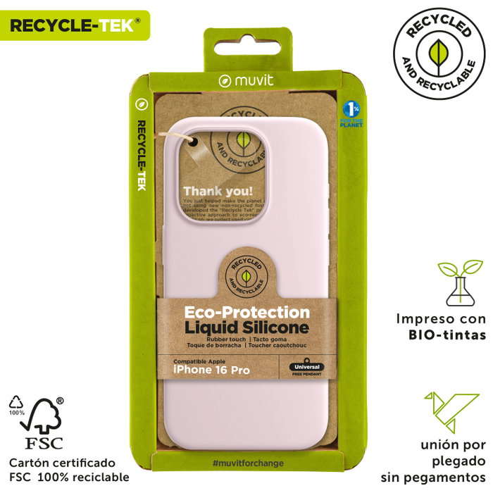 Muvit Recycletek Coque en Silicone Liquide pour Apple - Protection Anti-traces, Anti-dérapante, Doublure Microfibre, Écologique