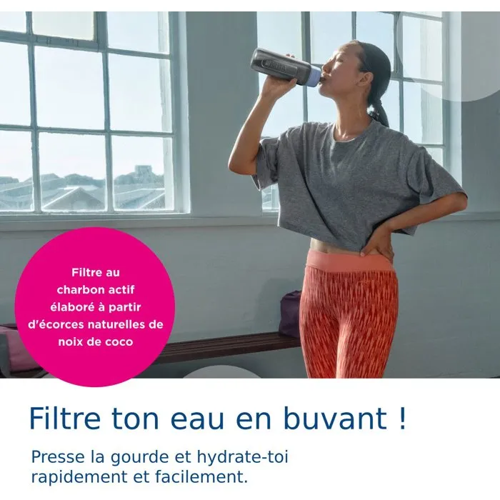 BRITA Gourde filtrante Active, vert pastel, filtration eau portable avec 2 microdiscs inclus, réduction chlore et impuretés