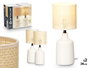 Giftdecor Lot de 2 lampes de table blanches 29x25x24 cm en céramique, plastique et métal (Set de 6)