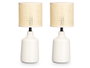 Giftdecor Lot de 2 lampes de table blanches 29x25x24 cm en céramique, plastique et métal (Set de 6)