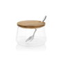 Andrea House Sucrier en verre et bambou avec cuillère inox Ø 8,5 x 5,5 cm