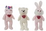 Creaciones Llopis - Peluche animaux Lucky avec cœur 52 cm - Modèles assortis (aléatoire) - Polièster
