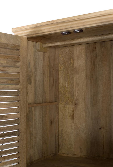 GINER Y COLOMER Armadio en bois de mangle massif naturel, 4 portes avec penderie et étagères réglables, 190 x 150 x 50 cm