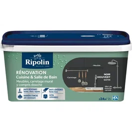 Ripolin Peinture rénovation cuisine et salle de bain - Noir houvert - Satiné - 2L