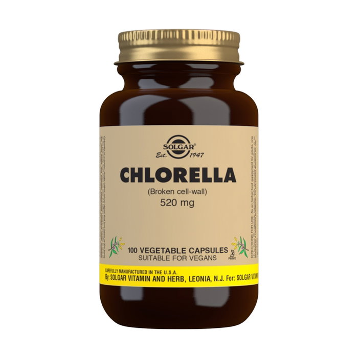 SOLGAR Chlorella paroi cellulaire rompue 520 mg 100 capsules végétales