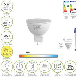 MAURER Ampoule LED Dicroïque GU 5.3 / MR16 5W Lumière Chaude