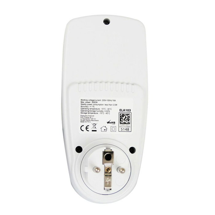 Esperanza ELA103 Prise avec moniteur de consommation électrique, Blanc, 3680 W Esperanza ELA103 Prise avec moniteur de consommation électrique, Blanc, 3680 W