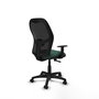 Chaise Alocén Synchro 3 positions tissu Vert foncé Maille Noir Structure polyamide noire Accoudoir 1D Sans appui-tête Roulettes pour moquette