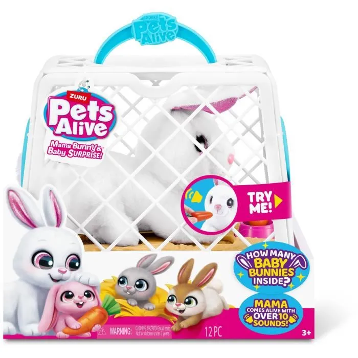 ZURU - Jeu interactif PETS ALIVE Mama Bunny & Baby, Lapin sonore éducatif pour enfant avec plus de 10 sons et bébés surprises, Jouet pour enfants de 3 ans et plus ZURU - Jeu interactif PETS ALIVE Mama Bunny & Baby, Lapin sonore éducatif pour enfant avec plus de 10 sons et bébés surprises, Jouet pour enfants de 3 ans et plus