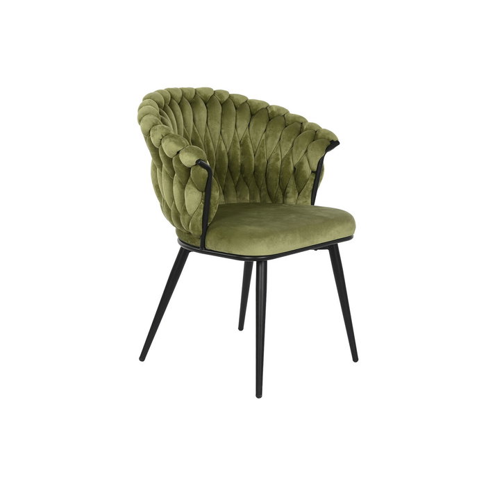 Chaise DKD Home Decor Noir Vert Polyester Velours Métal 66 x 60 x 84 cm