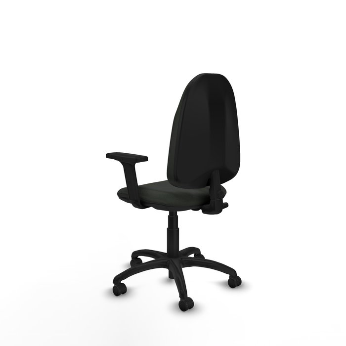 Chaise de bureau Algarra avec mécanisme Contact permanent de base, revêtement en tissu noir. Équipée d'une base en polyamide noir, d'accoudoirs 2D et de roulettes autobloquantes Chaise de bureau Algarra avec mécanisme Contact permanent de base, revêtement en tissu noir. Équipée d'une base en polyamide noir, d'accoudoirs 2D et de roulettes autobloquantes