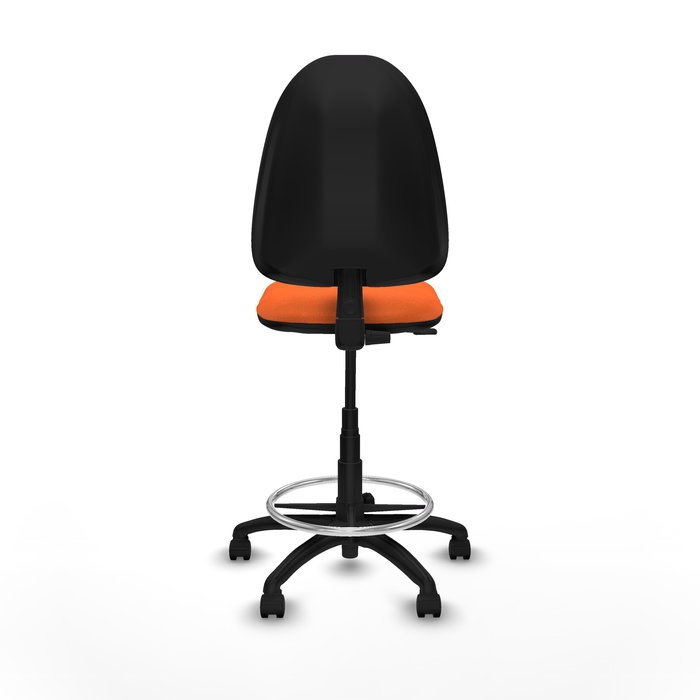 Tabouret Aýna taburete Contact permament de base Tissu Orange Structure polyamide noire Sans accoudoirs Sans appui-tête Roulettes en nylon 50 mm