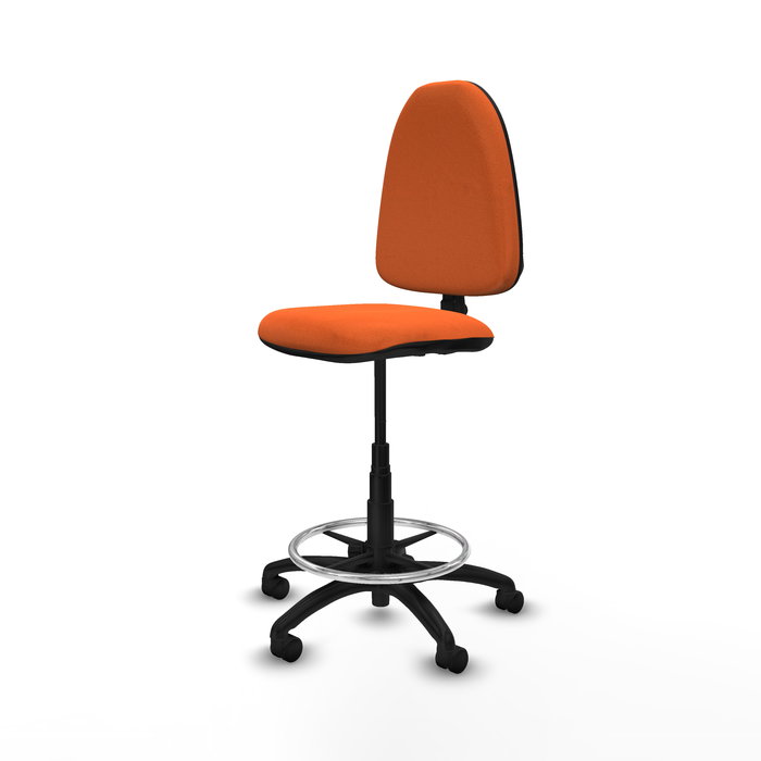 Tabouret Aýna taburete Contact permament de base Tissu Orange Structure polyamide noire Sans accoudoirs Sans appui-tête Roulettes en nylon 50 mm