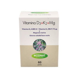 MEDNAT VITAMINA D3+K2+MG 60perlas