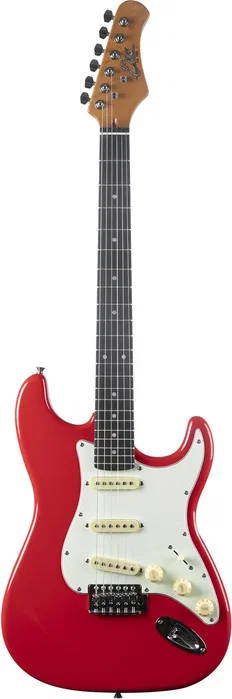 EKO Guitare Électrique Strato ST300 – Rouge, 6 Cordes, Corps Peuplier, Touche Laurier