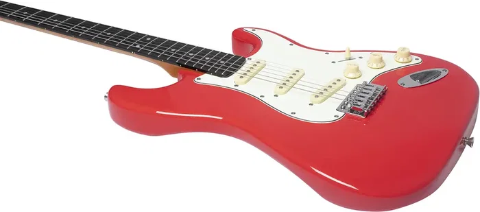 EKO Guitare Électrique Strato ST300 – Rouge, 6 Cordes, Corps Peuplier, Touche Laurier