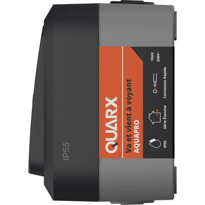 QUARX Aqua Pro - Interrupteur va-et-vient extérieur avec voyant, IP55, 250V ~ 10AX, pour installation sécurisée et durable