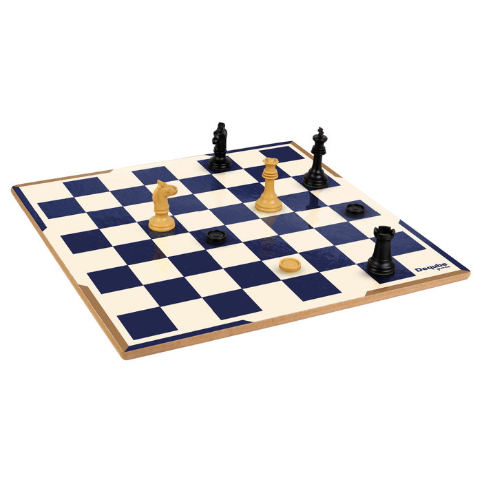 DEQUBE - Set Complet de Jeu d'Échecs et de Dames avec Accessoires - Modèle D00329 - Pour Débutants et Joueurs Expérimentés - À Partir de 7 Ans