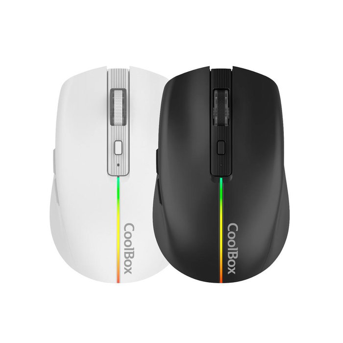 Coolbox Gaming W01 Souris Gamer Sans Fil 2.4G RGB Rechargeable USB-C Noir 800-1600 DPI