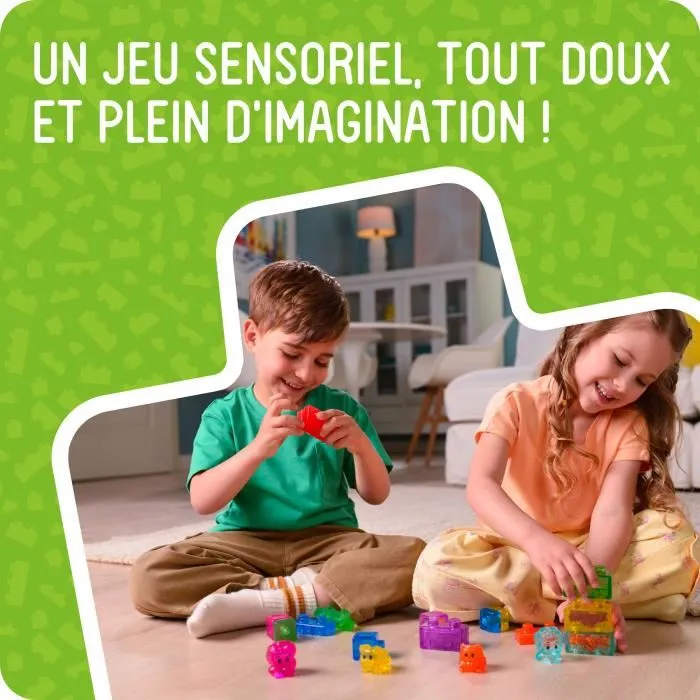 Goliath JELLY BLOX My Pets and Me - Jeu de construction sensoriel avec 20 blocs souples, 2 personnages et 2 animaux - Pour enfants dès 2 ans