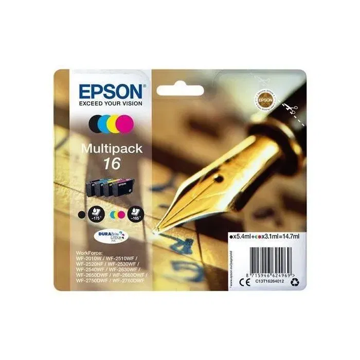 Epson - Multipack T1626 - Stylo plume noir, cyan, magenta, jaune pour imprimante - Serie 17 - Réf. C13T16264012