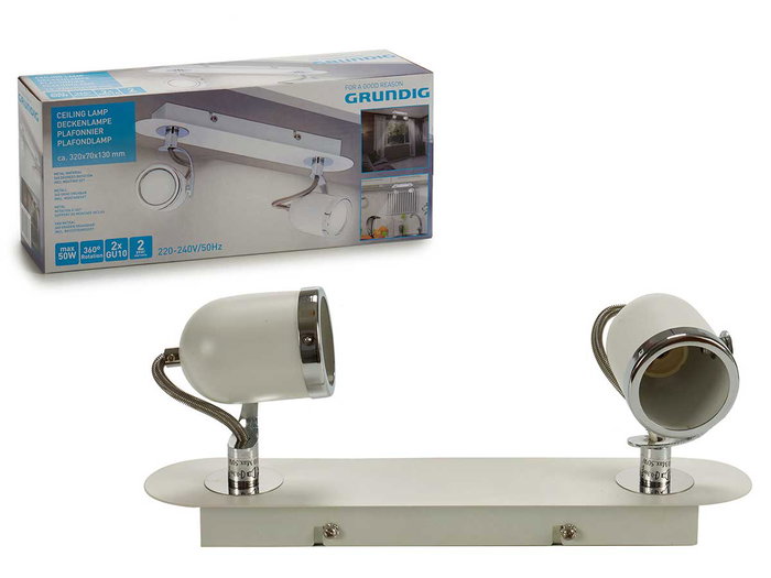 Grundig Lampe Blanche 2xGU10 50W 360° 8x13x31 cm (Set de 4) Grundig Lampe Blanche 2xGU10 50W 360° 8x13x31 cm (Set de 4)