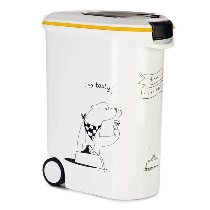 Curver Conteneur à croquettes avec roulettes 54L / 20 kg, Blanc et noir Curver Conteneur à croquettes avec roulettes 54L / 20 kg, Blanc et noir