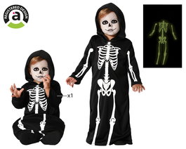 Disfraz Tunique Esquelette Phosphorescente avec Capuche pour Bébé Unisex 12-24 Mois - Costume Halloween pour Enfant