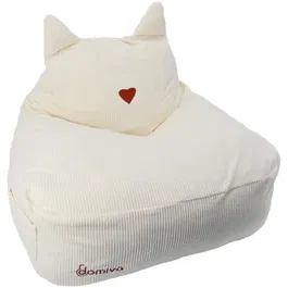 Domiva Pouf enfant Honey Moon en velours côtelé doux avec oreilles de félin, idéal pour chambre - Marque Domiva