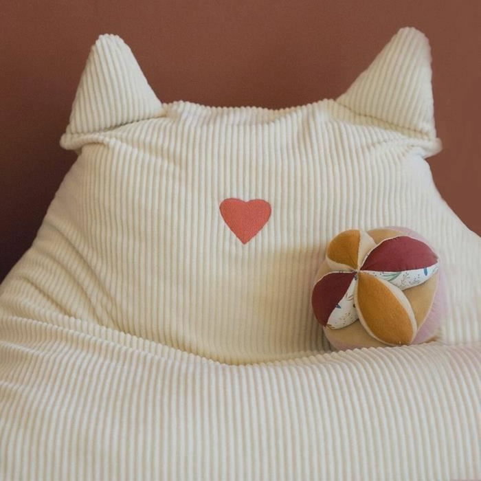 Domiva Pouf Honey Moon oreilles de félin en velours côtelé