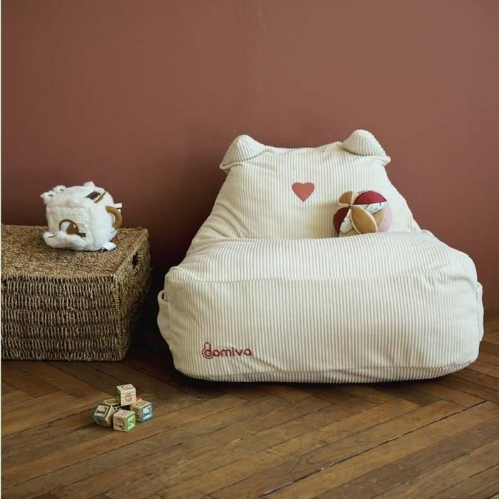 Domiva Pouf Honey Moon oreilles de félin en velours côtelé