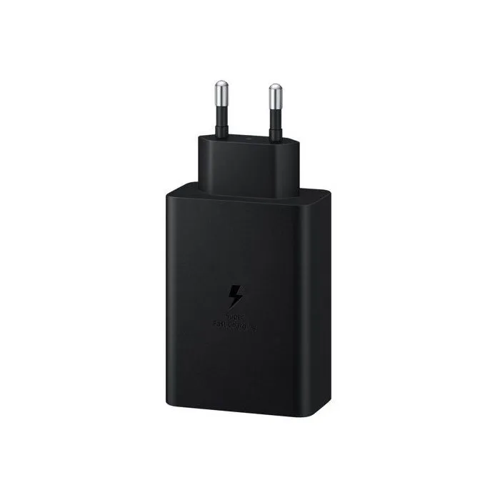 Samsung Adaptateur secteur 65W Noir - Chargeur triple port USB Type-C/A - Charge rapide pour ordinateur portable, smartphone et accessoires