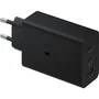 Samsung Adaptateur secteur 65W Noir - Chargeur triple port USB Type-C/A - Charge rapide pour ordinateur portable, smartphone et accessoires