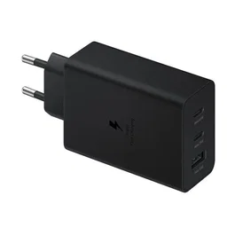 Samsung Adaptateur secteur 65W Noir - Chargeur triple port USB Type-C/A - Charge rapide pour ordinateur portable, smartphone et accessoires