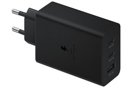 Samsung Adaptateur secteur 65W Noir - Chargeur triple port USB Type-C/A - Charge rapide pour ordinateur portable, smartphone et accessoires