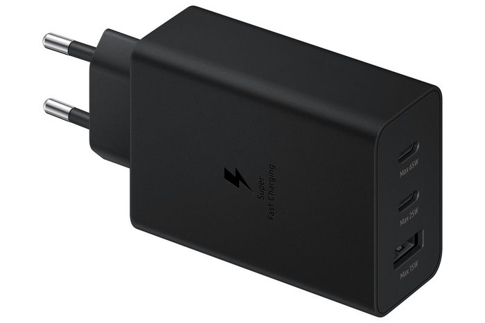 Samsung Adaptateur secteur 65W Noir - Chargeur triple port USB Type-C/A - Charge rapide pour ordinateur portable, smartphone et accessoires Samsung Adaptateur secteur 65W Noir - Chargeur triple port USB Type-C/A - Charge rapide pour ordinateur portable, smartphone et accessoires