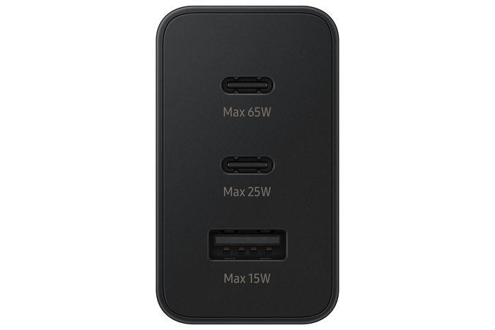 Samsung Adaptateur secteur 65W Noir - Chargeur triple port USB Type-C/A - Charge rapide pour ordinateur portable, smartphone et accessoires Samsung Adaptateur secteur 65W Noir - Chargeur triple port USB Type-C/A - Charge rapide pour ordinateur portable, smartphone et accessoires