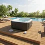 Sunspa AC01KITCD - Spa gonflable carré 4 places avec 130 micro-jets, température 40°C - Kit complet inclut appuis-têtes, filtre, épuisette, brosse, tapis et couverture