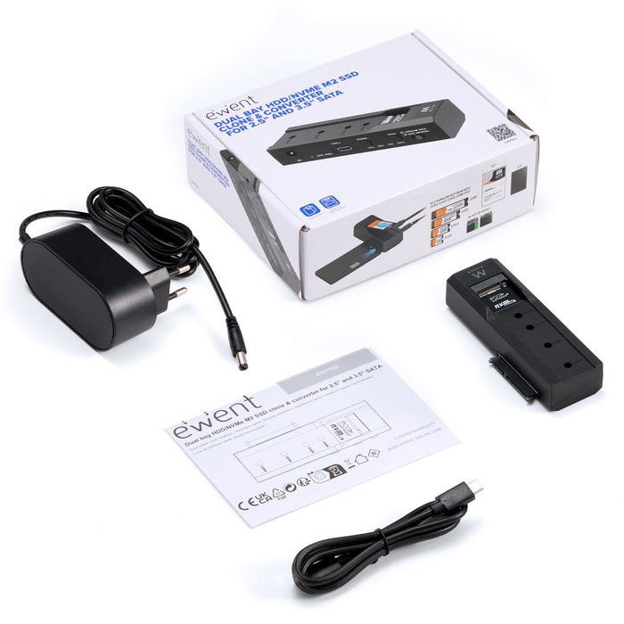 Ewent EW7065 Duplicateur et cloneur de disques durs SATA et NVMe M.2