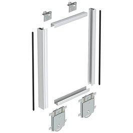 Herrajes Alk Kit de Porte Coulissante Kanda Sp10 Blanc Laqué 2.60 m (2 Profils, 2 Angles, Roues et Brosses de Joint)