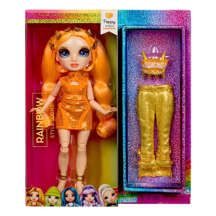 MGA Rainbow High Style Icons - Poupée Poppy 431626 avec tenues de mode, sacs et coiffure - Collection de poupées articulées +4 ans